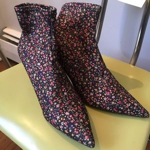 Zara floral print sock booties